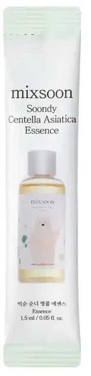 MIXSOON raminamųjų veido esencijos mėginukų rinkinys su Asiatica „Soondy Centella Asiatica“ esencija, 1,5 ml x 10 vnt.