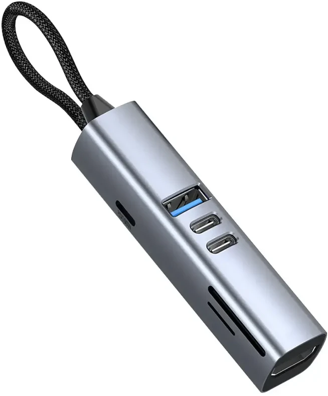 Mobile Origin 7in1 daugiafunkcis šakotuvas HB2 – 3x USB-C, USB-A, HDMI, TF/SD kortelės, USB-C laidas