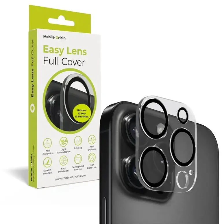 „Mobile Origin Easy Lens“ pilnas dangtelis, skaidrus – „iPhone 13 Pro / 13 Pro Max“