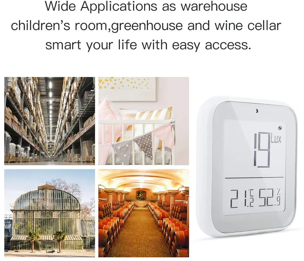 Moes Išmanus šviesos, temperatūros ir drėgmes jutiklis, bevielis, ZigBee, TUYA / Smart Life
