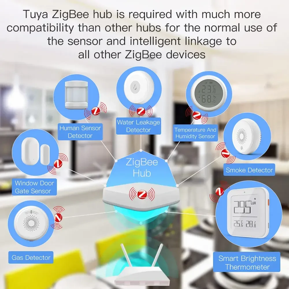 Moes Išmanus šviesos, temperatūros ir drėgmes jutiklis, bevielis, ZigBee, TUYA / Smart Life
