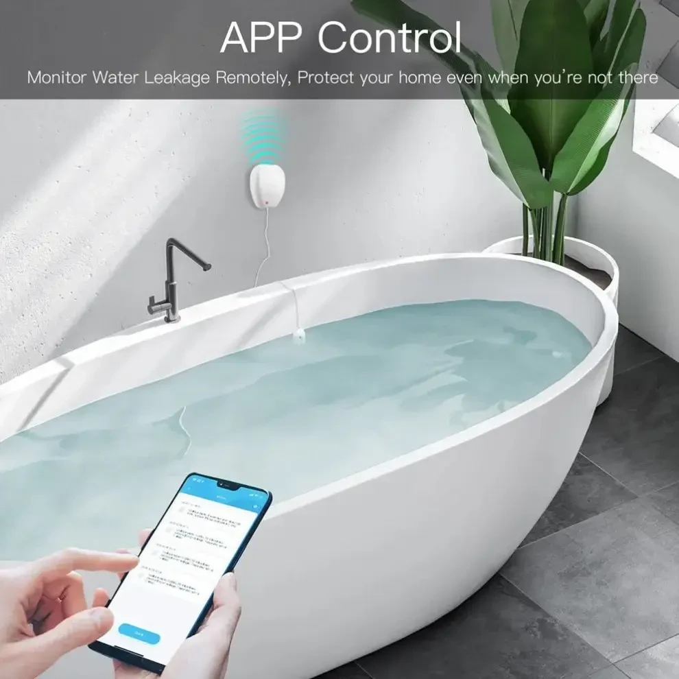 Moes Išmanus vandens nuotekio jutiklis su sirena, bevielis, Wi-Fi, TUYA / Smart Life