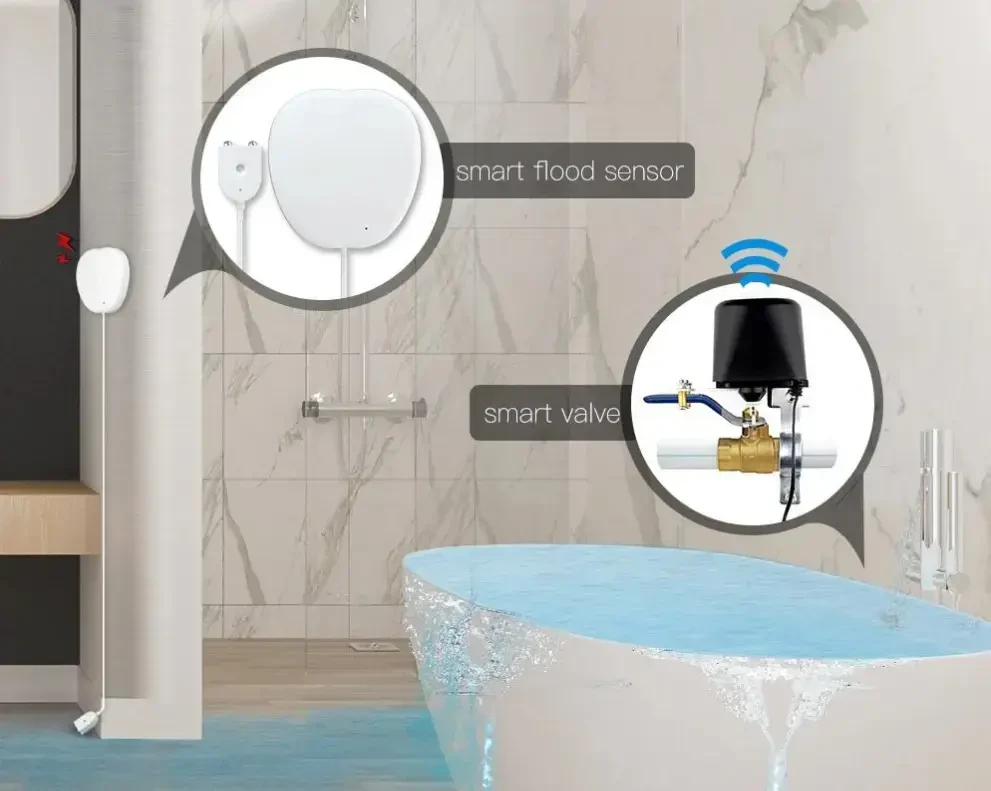Moes Išmanus vandens nuotekio jutiklis su sirena, bevielis, Wi-Fi, TUYA / Smart Life