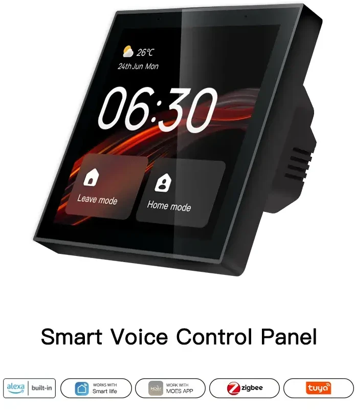 Moes Išmanių namų TUYA valdymo panelė, LCD, Wi-Fi, su ZigBee bridge, montuojama sienoje, juoda