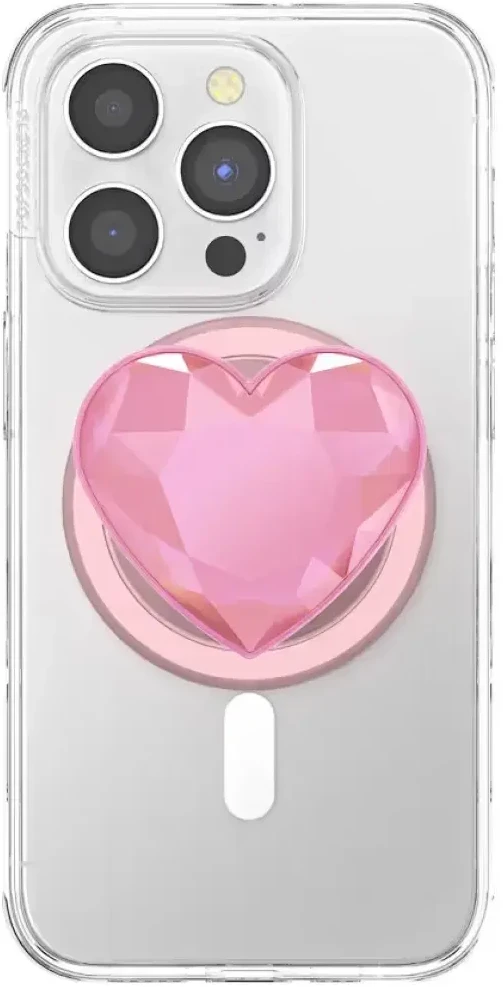 „Popsockets Crystal Heart Grip MagSafe“ telefono laikiklis ir stovas, rožinis