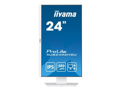 Monitorius Iiyama 24" Baltas ETE IPS skydelis, 1920x1080@100Hz, 15cm aukščio reguliavimo stovas, pasukamas, 250cd/m², garsiakalbiai, HDMI, DisplayPort, 0,4ms MPRT, FreeSync, USB-HUB 4x3.2 (23,8) VIS