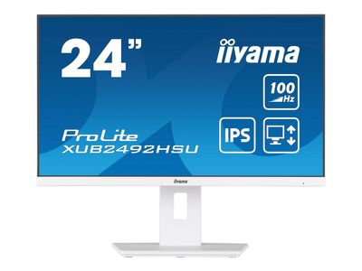 Monitorius Iiyama 24" Baltas ETE IPS skydelis, 1920x1080@100Hz, 15cm aukščio reguliavimo stovas, pasukamas, 250cd/m², garsiakalbiai, HDMI, DisplayPort, 0,4ms MPRT, FreeSync, USB-HUB 4x3.2 (23,8) VIS