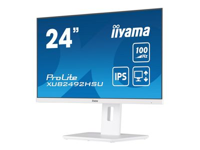 Monitorius Iiyama 24" Baltas ETE IPS skydelis, 1920x1080@100Hz, 15cm aukščio reguliavimo stovas, pasukamas, 250cd/m², garsiakalbiai, HDMI, DisplayPort, 0,4ms MPRT, FreeSync, USB-HUB 4x3.2 (23,8) VIS