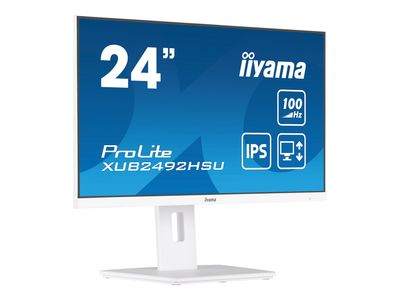 Monitorius Iiyama 24" Baltas ETE IPS skydelis, 1920x1080@100Hz, 15cm aukščio reguliavimo stovas, pasukamas, 250cd/m², garsiakalbiai, HDMI, DisplayPort, 0,4ms MPRT, FreeSync, USB-HUB 4x3.2 (23,8) VIS