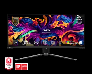Žaidimų monitorius MSI MAG 341CQP, 34" UWQHD (3440x1440) QD-OLED lenktas, 21:9, 175Hz, 0.03ms, HDR