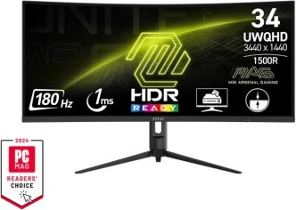 Monitorius MSI MAG 342CQR E2 34" / UWQHD / 180Hz / 1ms / curved juodos spalvos
