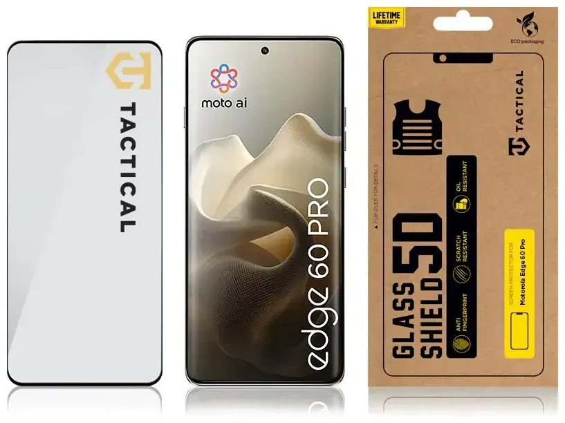 Tactical Apsauginis stiklas Shield 5D skirtas Motorola Edge 60 Pro Juodas