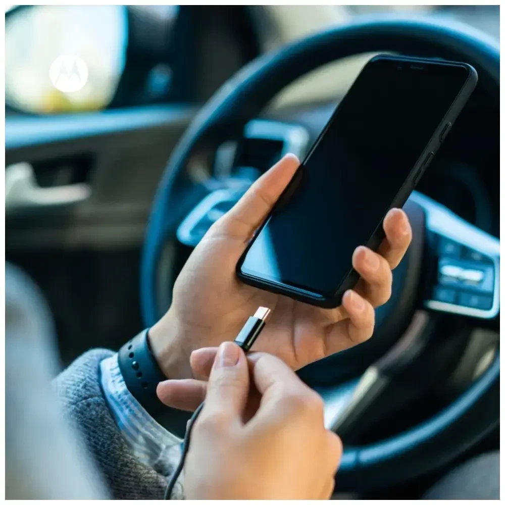 Automobilinis įkroviklis Motorola TurboPower 45W Dual USB-A/USB-C with cable USB-C 1m juodas