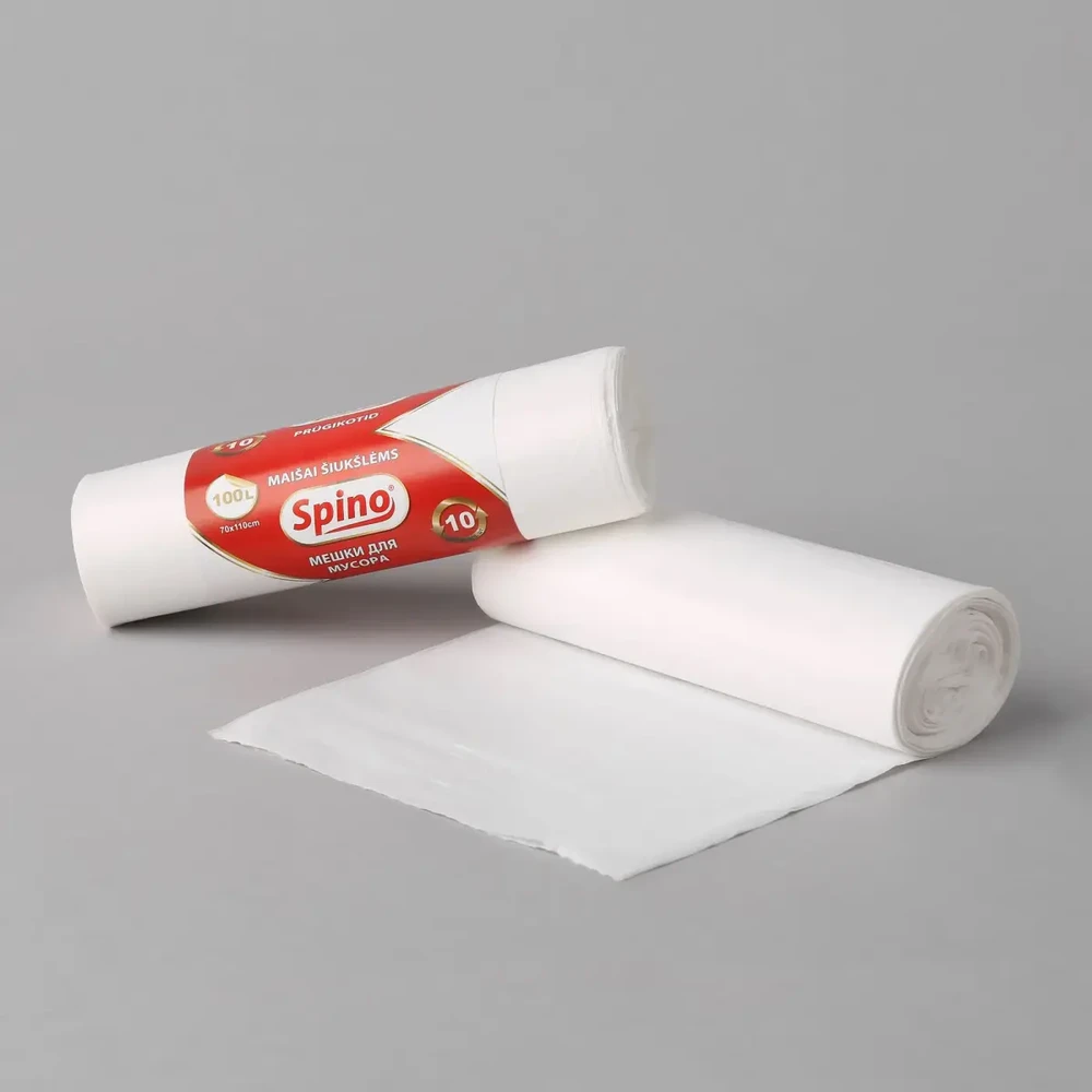 Multipack Šiukšlių maišai, 100 l, 10 vnt, LDPE, 50 mic, 75x95 cm, balti
