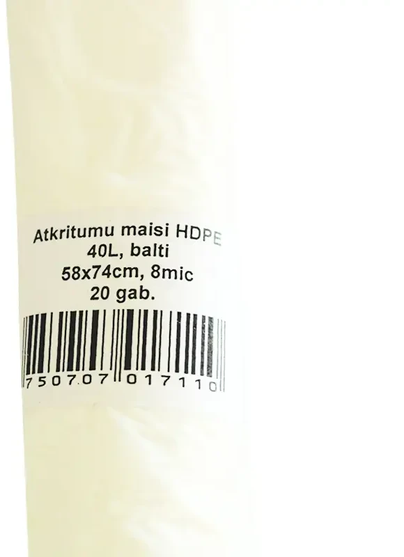 Multipack Atkritumu maisi , tilpums 40 L, 58x74 cm, 20 gab./rullī, HDPE, 8 mic, balti