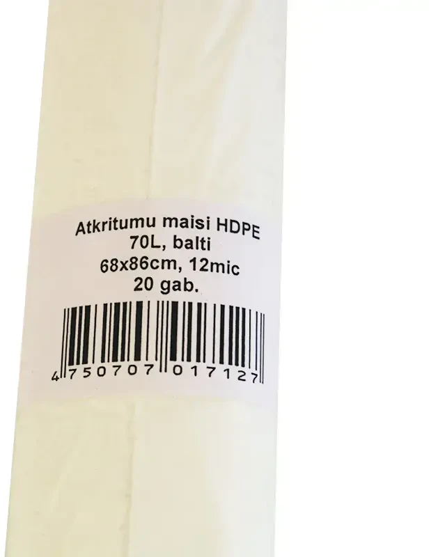 Multipack Atkritumu maisi , tilpums 70L, 68x86cm, 20 gab./rullī, HDPE, 12 mic, balti