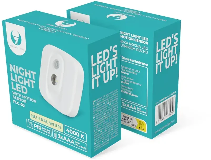 TelForceone Naktinė lempa LED FLC-02 PIR 3xAAA Forever Light