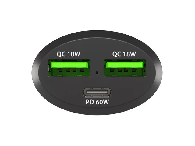 NATEC automobilinis įkroviklis Coney 2x USB 1x USB-C PD 3.0 84W QC3.0