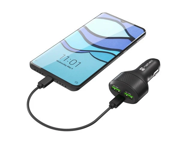 NATEC automobilinis įkroviklis Coney 2x USB 1x USB-C PD 3.0 84W QC3.0
