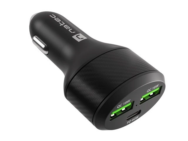 NATEC automobilinis įkroviklis Coney 2x USB 1x USB-C PD 3.0 84W QC3.0