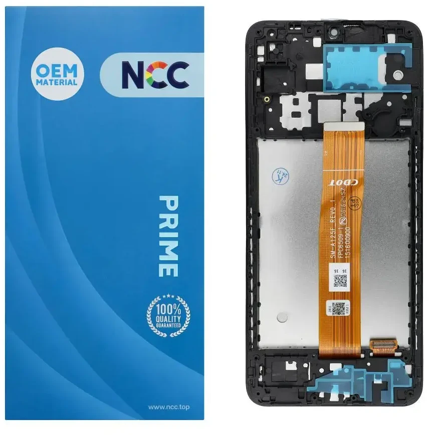 NCC LCD ekranas, skirtas SAMSUNG A12 A125F/U/W/M OEM su rėmeliu
