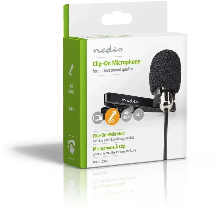 Nedis Prisegamas mikrofonas su 3.5mm jungtimi 1.8m