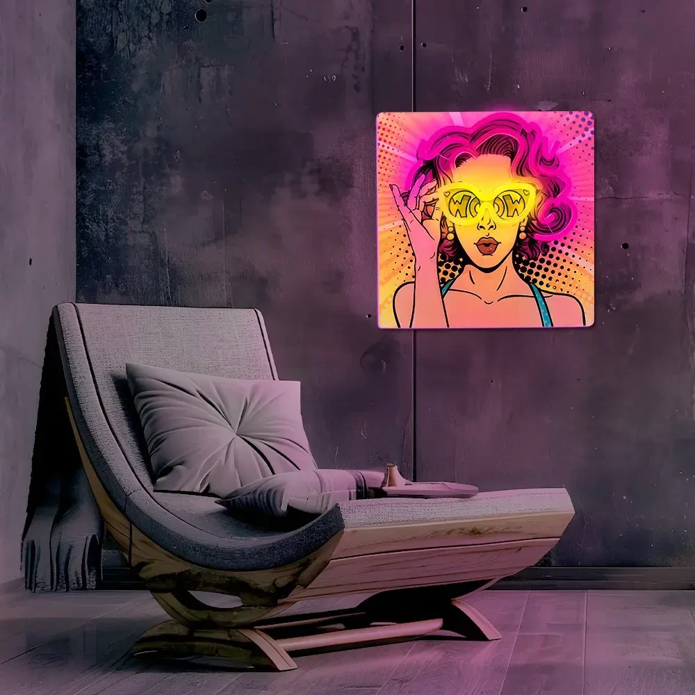 Plastrol Neoninis ART LED šviestuvas POWER WOMAN geltonas-violetinis FLA02 Forever Light