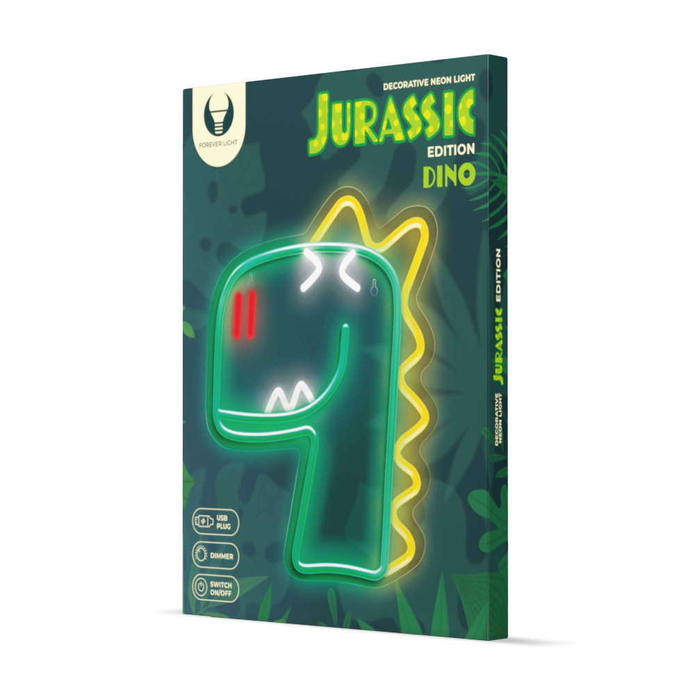 TelForceone Neoninis LED JURASSIC DINO žalias FLNJ02"Forever" šviesiai