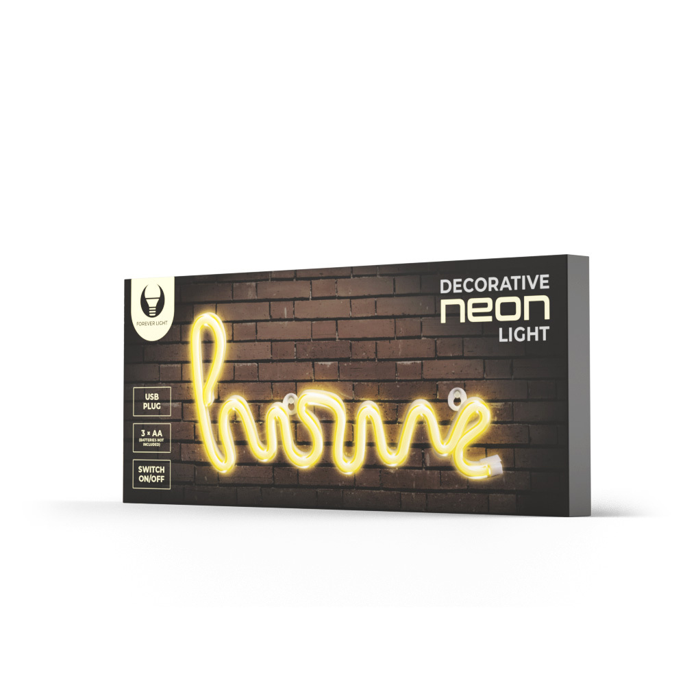 TelForceone Neoninis LED šviestuvas HOME šiltai balta Bat + USB FLNE21 Forever Light