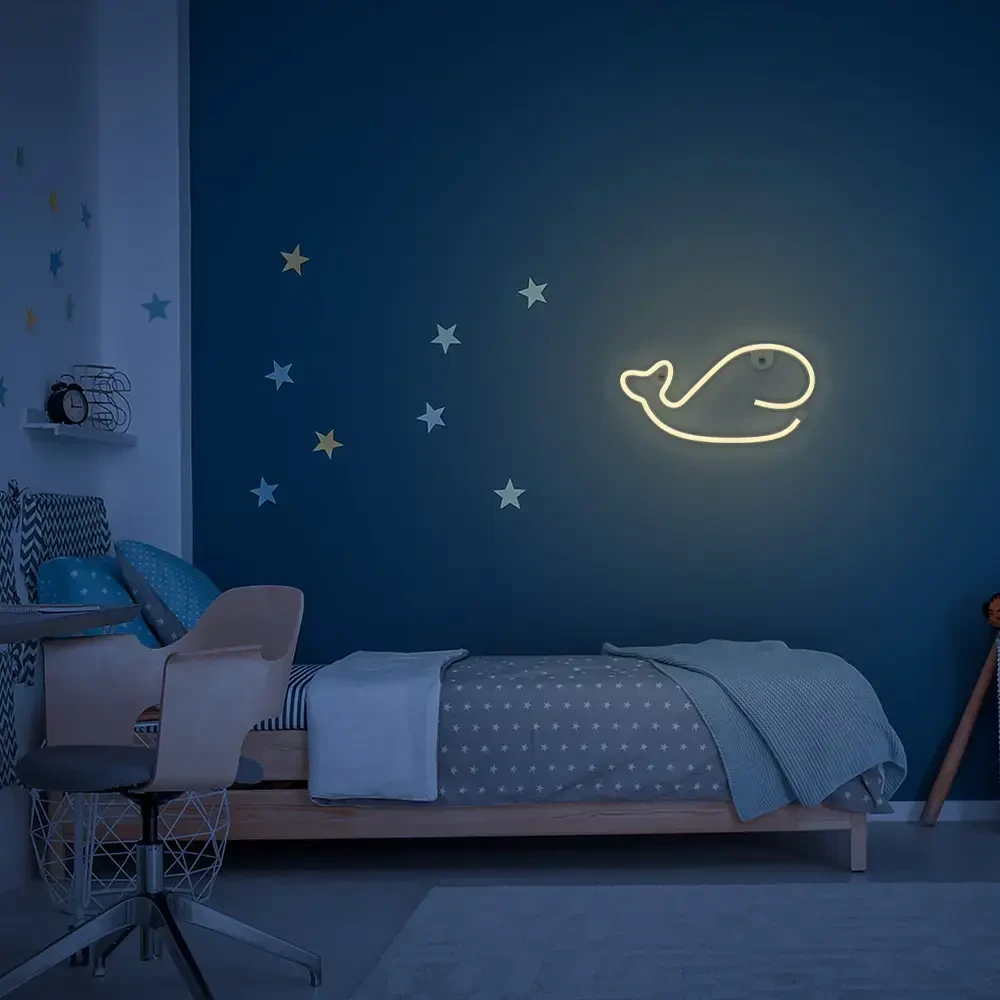 Neoninė LED lemputė BANGINIS šilta balta šikšnosparnis + USB FLNE09 Forever Light