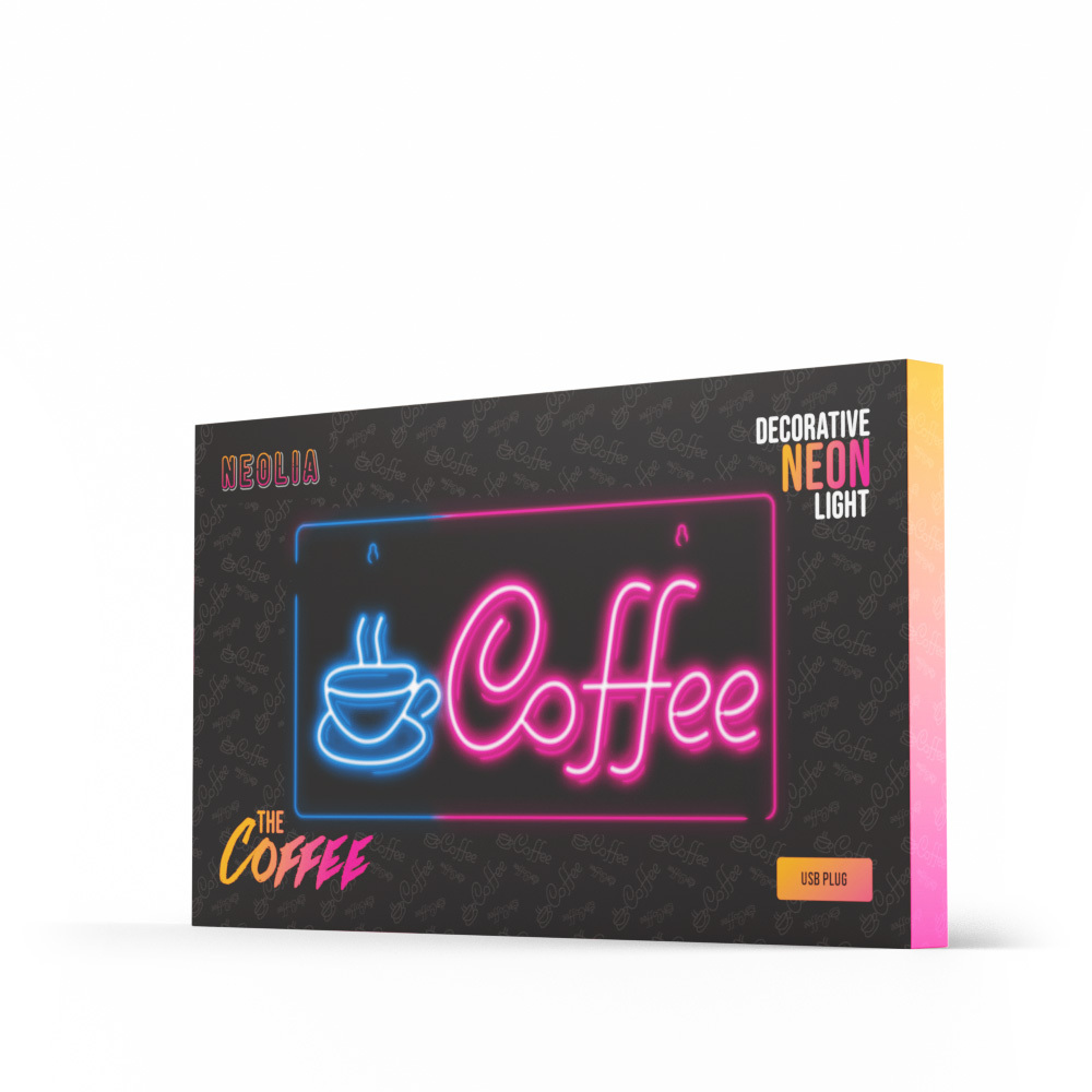 Pakabinamas šviestuvas TelForceone Neon PLEXI LED COFFEE rožinė mėlyna NNE11 Neolia