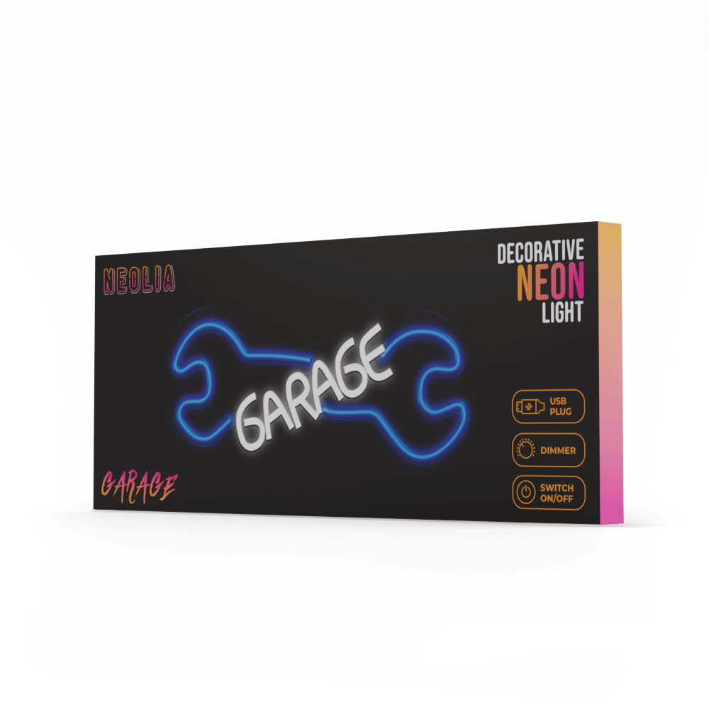 TelForceone Neon PLEXI LED GARAGE mėlyna balta NNE22 Neolia
