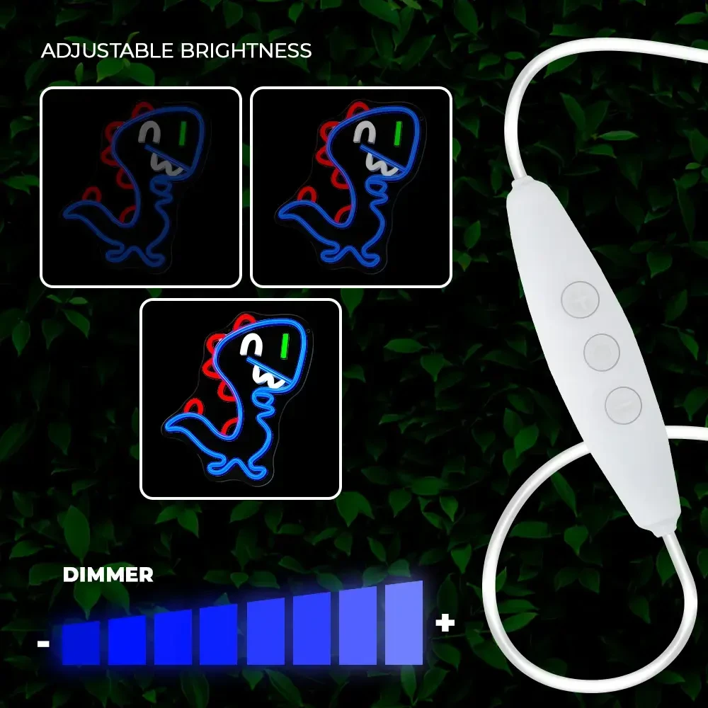 TelForceone Neon LED JURASSIC BABY DINO mėlynos spalvos FLNJ01"Forever" šviesiai