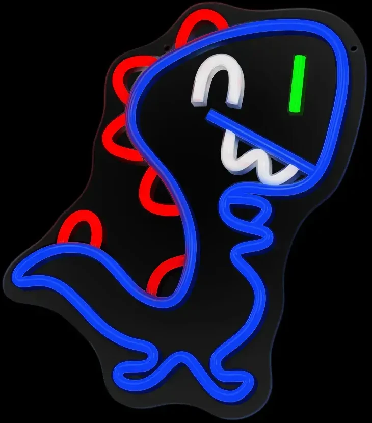 TelForceone Neon LED JURASSIC BABY DINO mėlynos spalvos FLNJ01"Forever" šviesiai