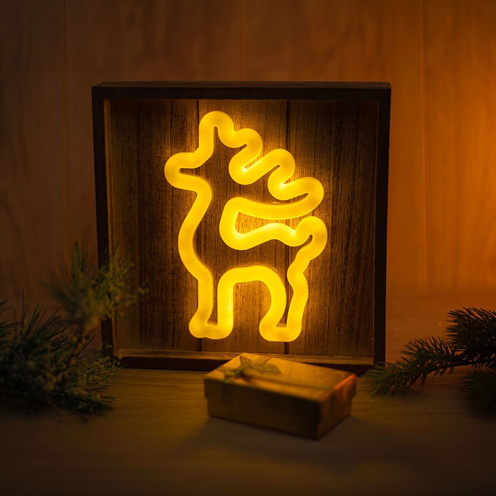 TelForceone Neon Wood Frame LED Elnias šiltai balta FLNW01 Forever Light