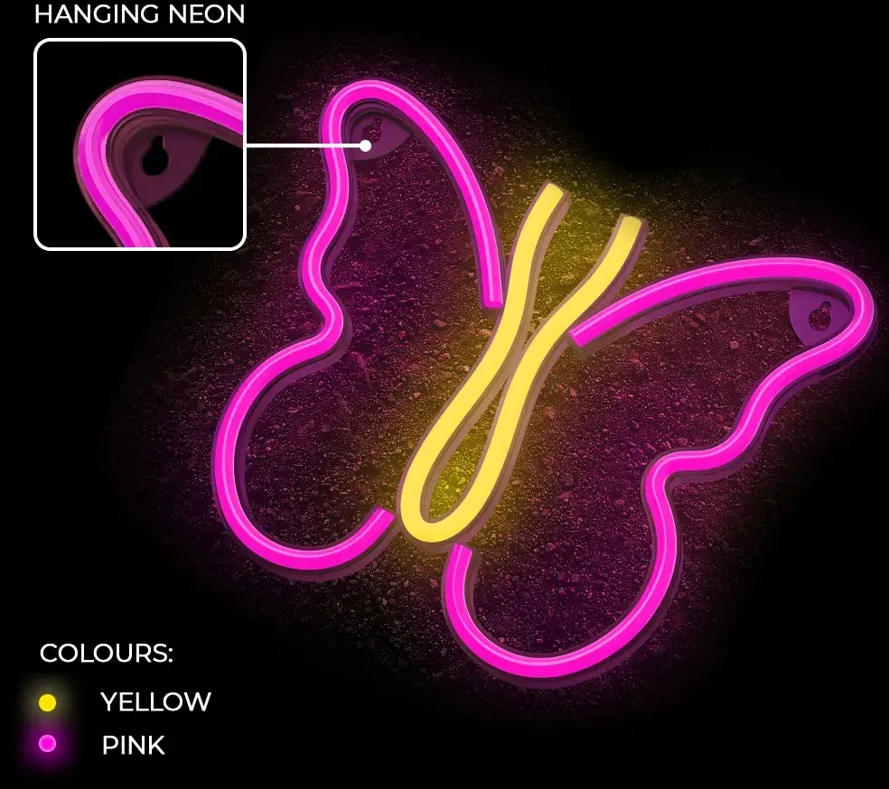 Neoninis LED šviestuvas BUTTERFLY rožinis NNE03 Neolia