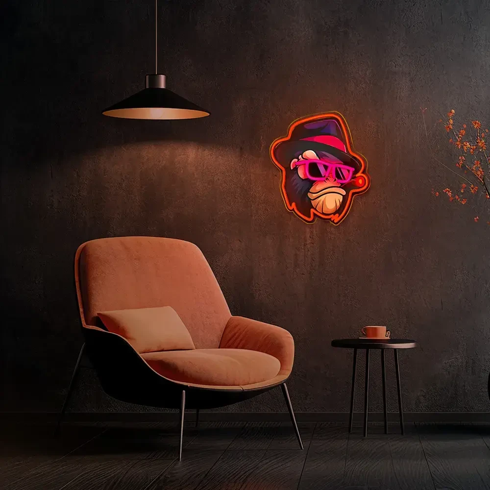 Neoninis LED paveikslas GANGSTA MONKEY daugiaspalvis FLA03 Forever Light