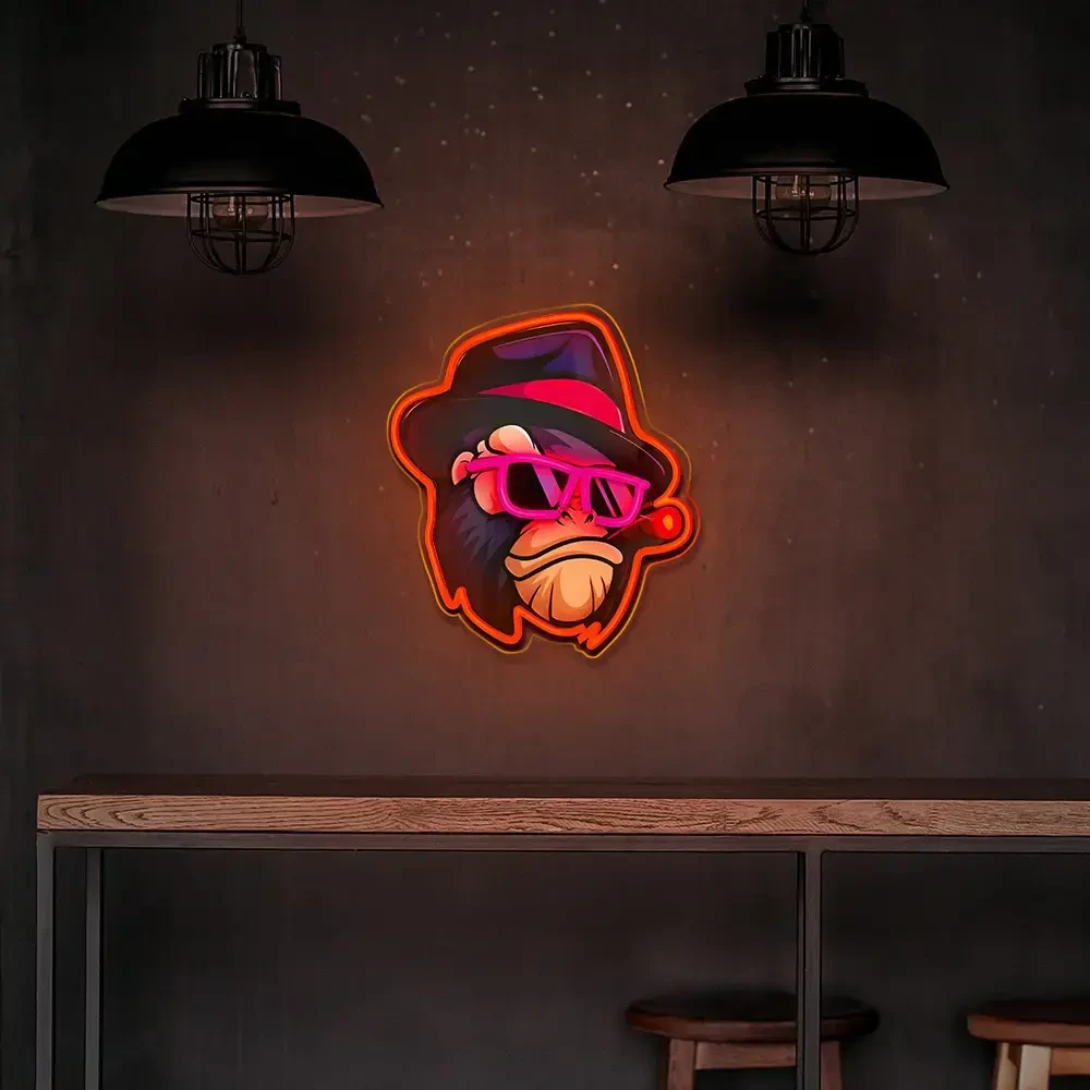 Neoninis LED paveikslas GANGSTA MONKEY daugiaspalvis FLA03 Forever Light