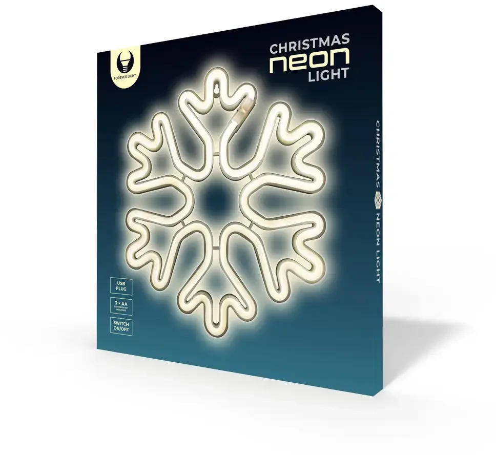 Neon LED Kalėdų snaigė balta FLNE20 Forever Light
