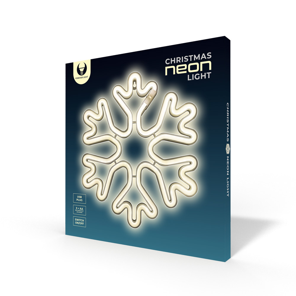 TelForceone Neon LED Kalėdų snaigė balta FLNE20 Forever Light