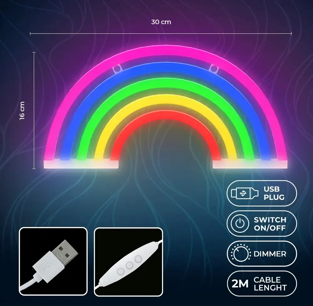 Neoninė LED lemputė RAINBOW 5 spalvų FLNE14X Forever Light