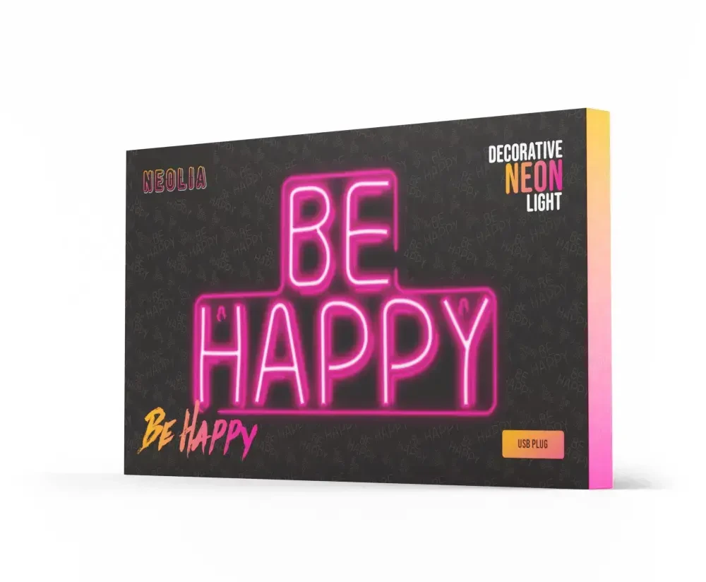 Neoninis PLEXI LED BE HAPPY rožinis NNE10 Neolia