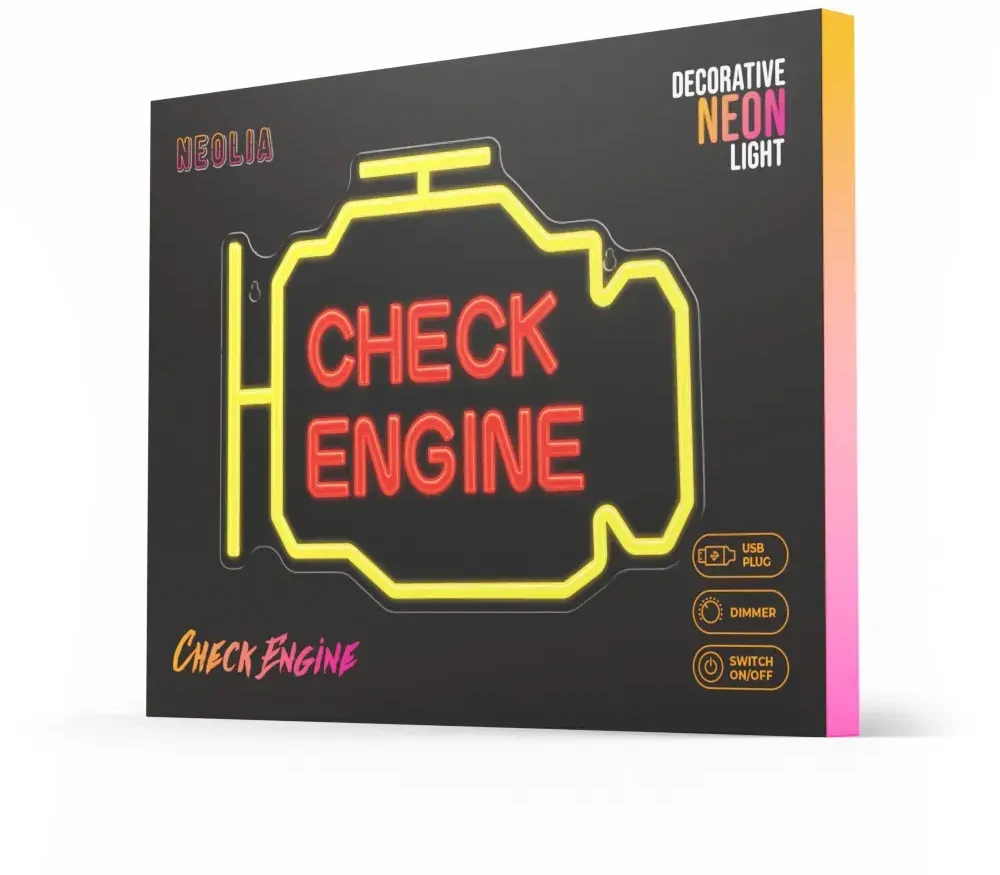 Neoninis PLEXI LED CHECK ENGINE geltonas raudonas NNE21 Neolia