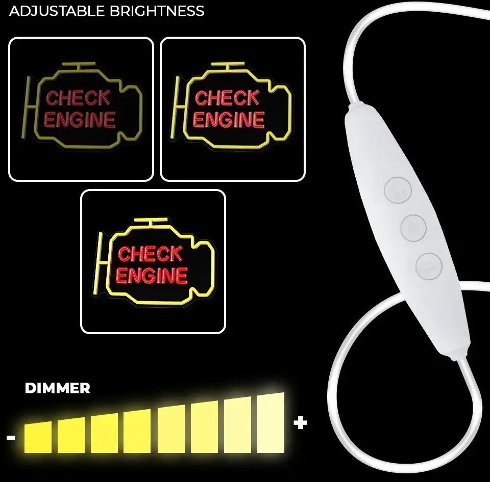 Neoninis PLEXI LED CHECK ENGINE geltonas raudonas NNE21 Neolia