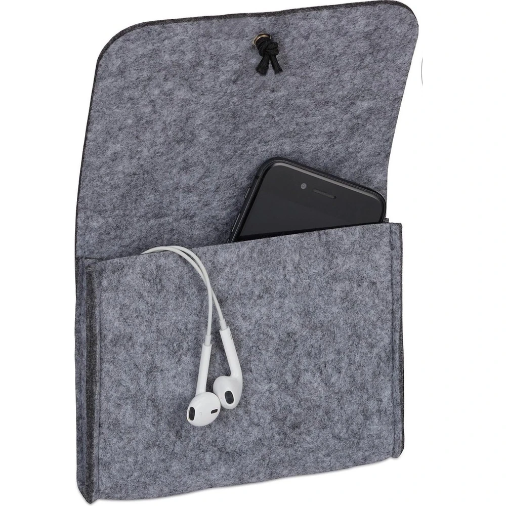 Springos Veltinis dėklas su elastine juostele 15x13 cm pilkas