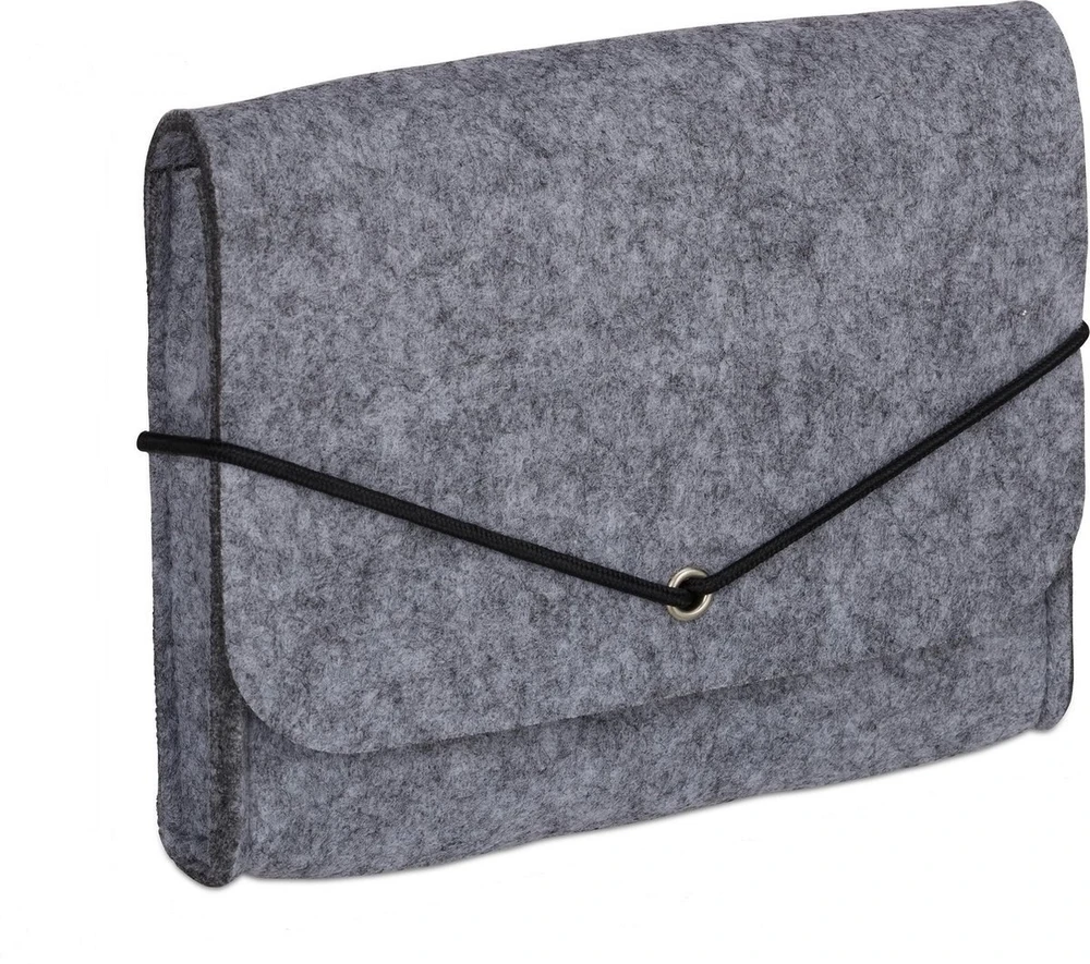 Springos Veltinis dėklas su elastine juostele 15x13 cm pilkas
