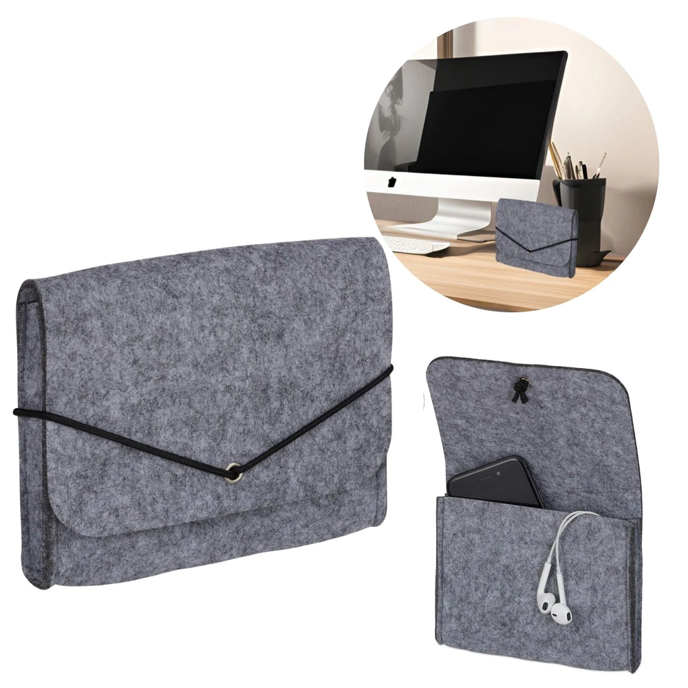 Springos Veltinis dėklas su elastine juostele 15x13 cm pilkas