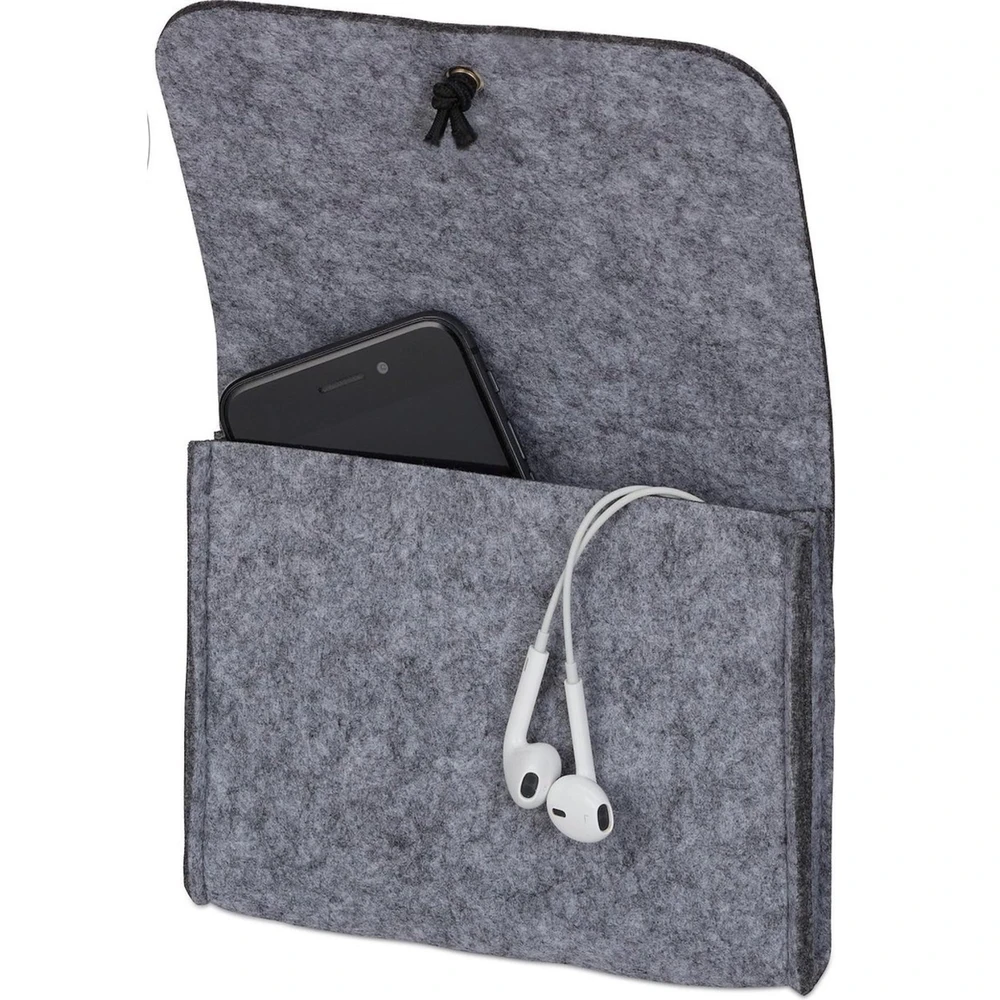 Springos Veltinis dėklas su elastine juostele 15x13 cm pilkas