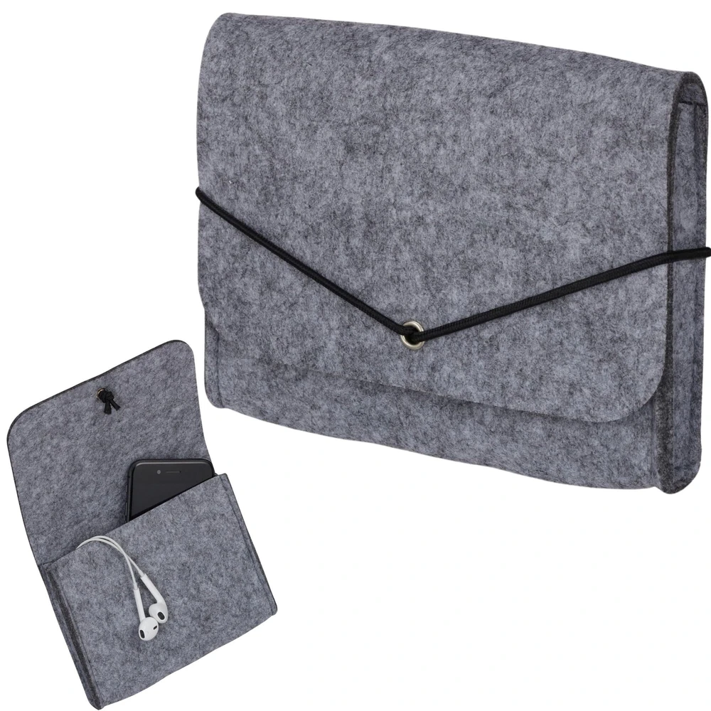 Springos Veltinis dėklas su elastine juostele 15x13 cm pilkas