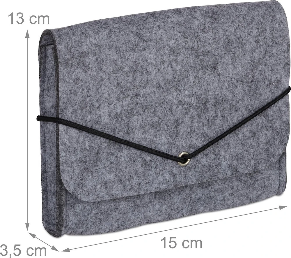 Springos Veltinis dėklas su elastine juostele 15x13 cm pilkas
